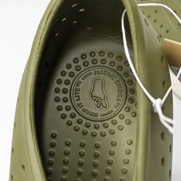 Native Olive Green Slip-On Loafers with White Toe Cap main image 5